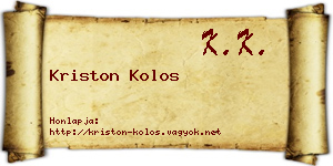 Kriston Kolos névjegykártya